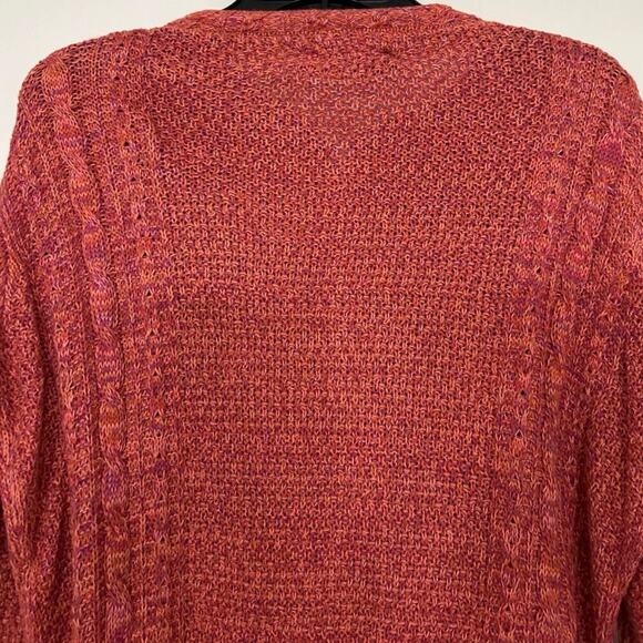 The Sweater Venture Cotton Pink Hand Knit Space Dye Zip Up Sweater Size XXL - Picture 9 of 10